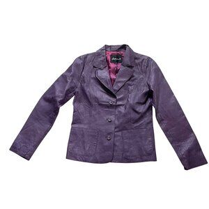 Arden B Leather Blazer Jacket Women's Size Medium Purple